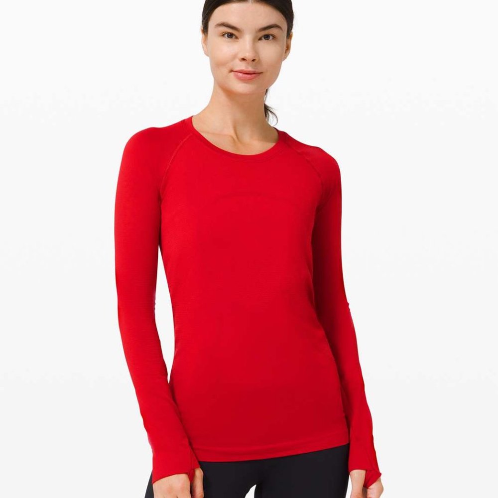 Lululemon Swiftly Tech Long Sleeve 2.0, Dark Red, 10